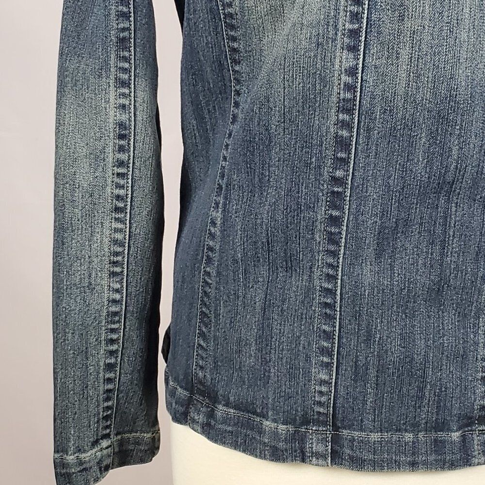Weigesi Embroidered, Embellished, Distressed Denim Blazer Sz XL Jr / M8 Women - Picture 11 of 12